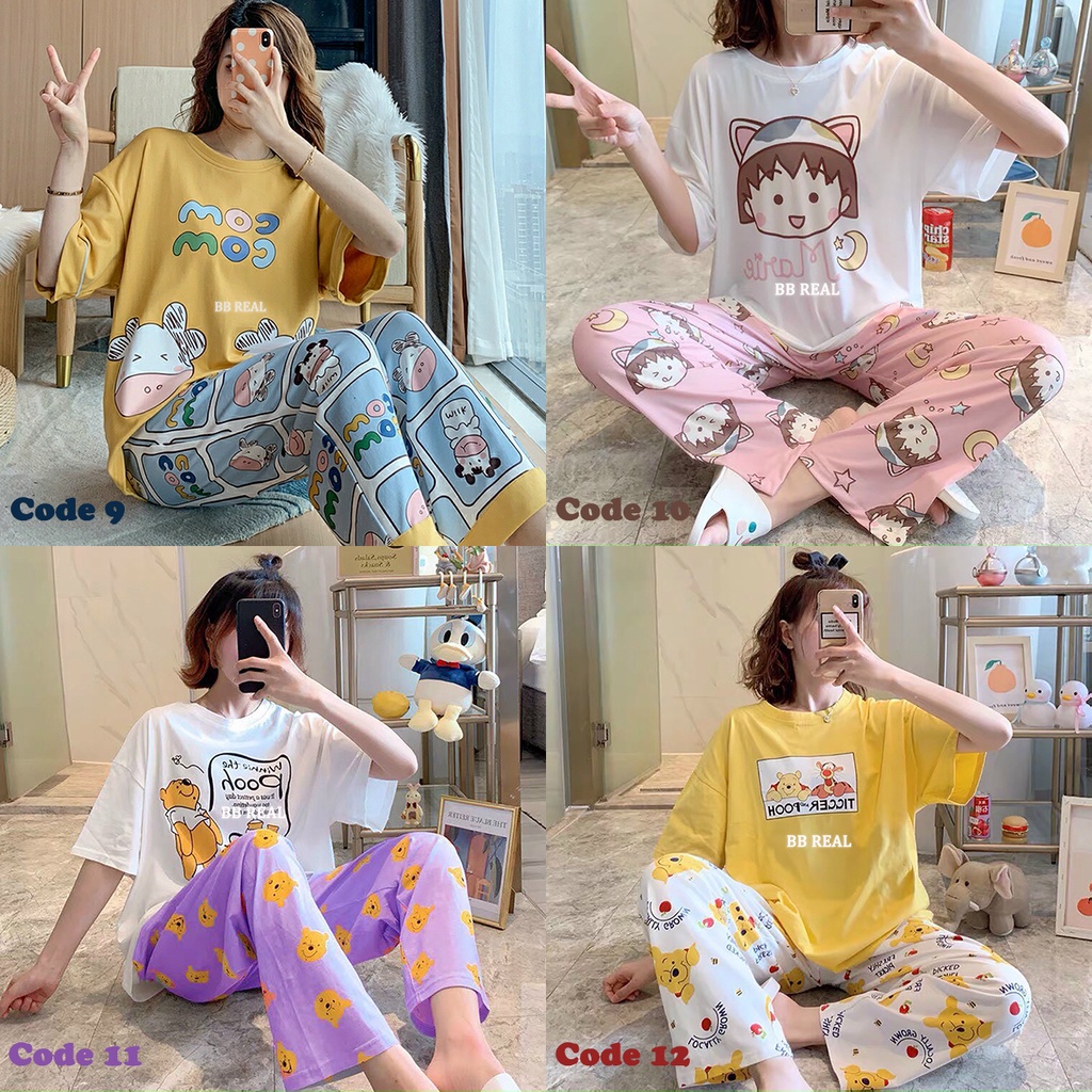 Đồ Bộ Mặc ở Nhà Bộ Đồ Ngủ Nữ Quần Dài Pijama Thun Lạnh Đẹp  Freesize Từ 45-60Kg - BB REAL