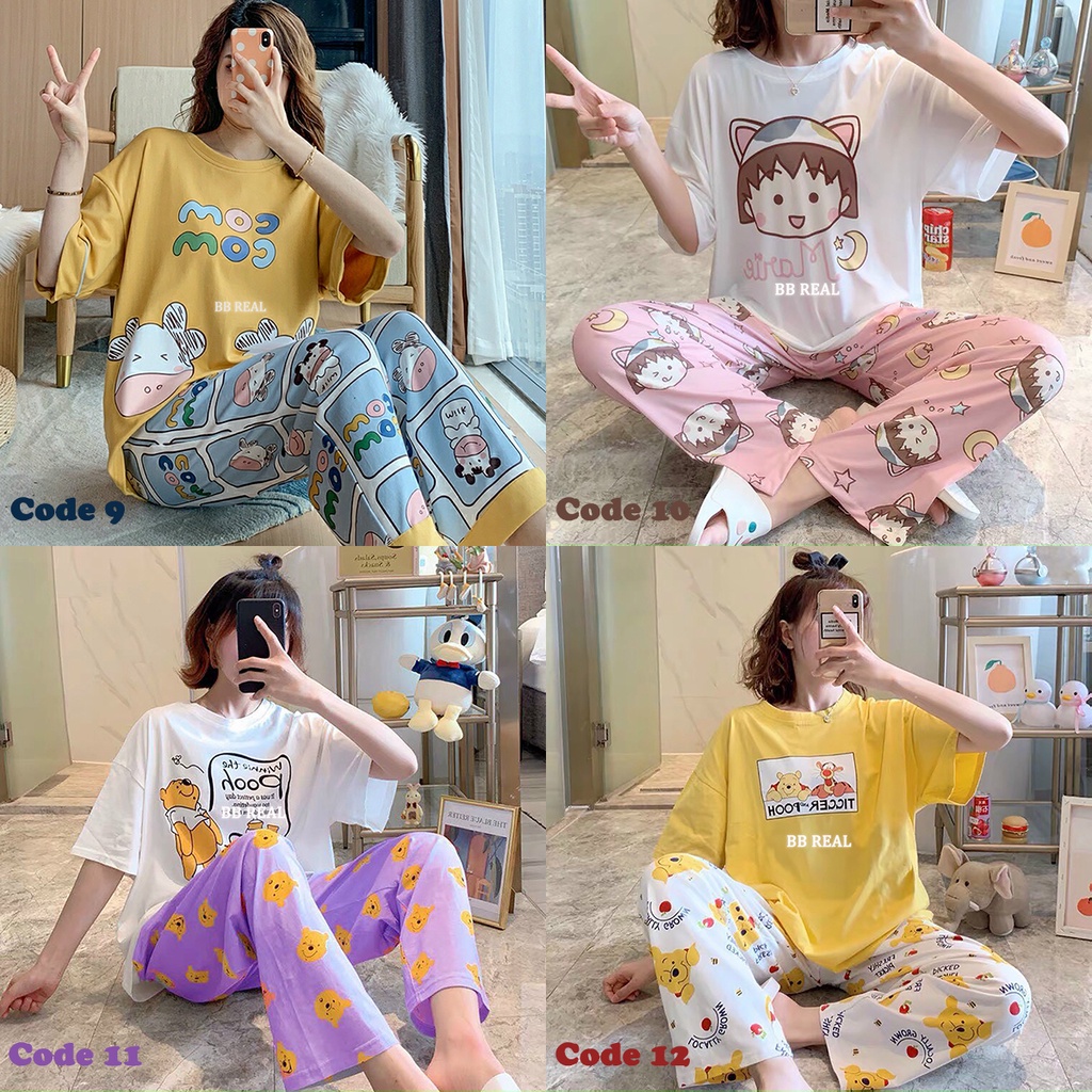 Đồ Bộ Mặc ở Nhà Bộ Đồ Ngủ Nữ Quần Dài Pijama Thun Lạnh Đẹp [CODE 9-12] Freesize Từ 45-60Kg - BB REAL