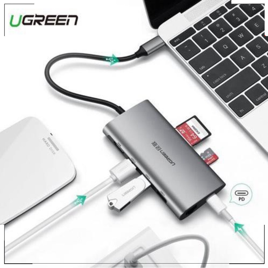 CÁP UGREEN 8 IN 1 USB-C HUB MULTI-PORT TYPE C ADAPTER (50538)  ✪ 𝐌𝐚𝐜𝐛𝐨𝐨𝐤𝐬𝐭𝐨𝐫𝐞𝟗