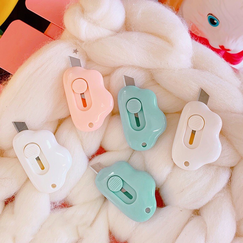 Dao Rọc Giấy Mini Hình Đám Mây Cute Có Nút Bấm An Toàn