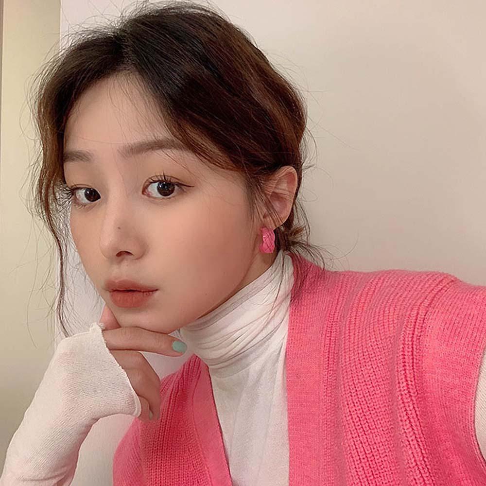 Bông Tai Hình Chữ C Màu Hồng Đơn Giản Phong Cách Hàn Quốc Dễ Thương Dành Cho Nữ