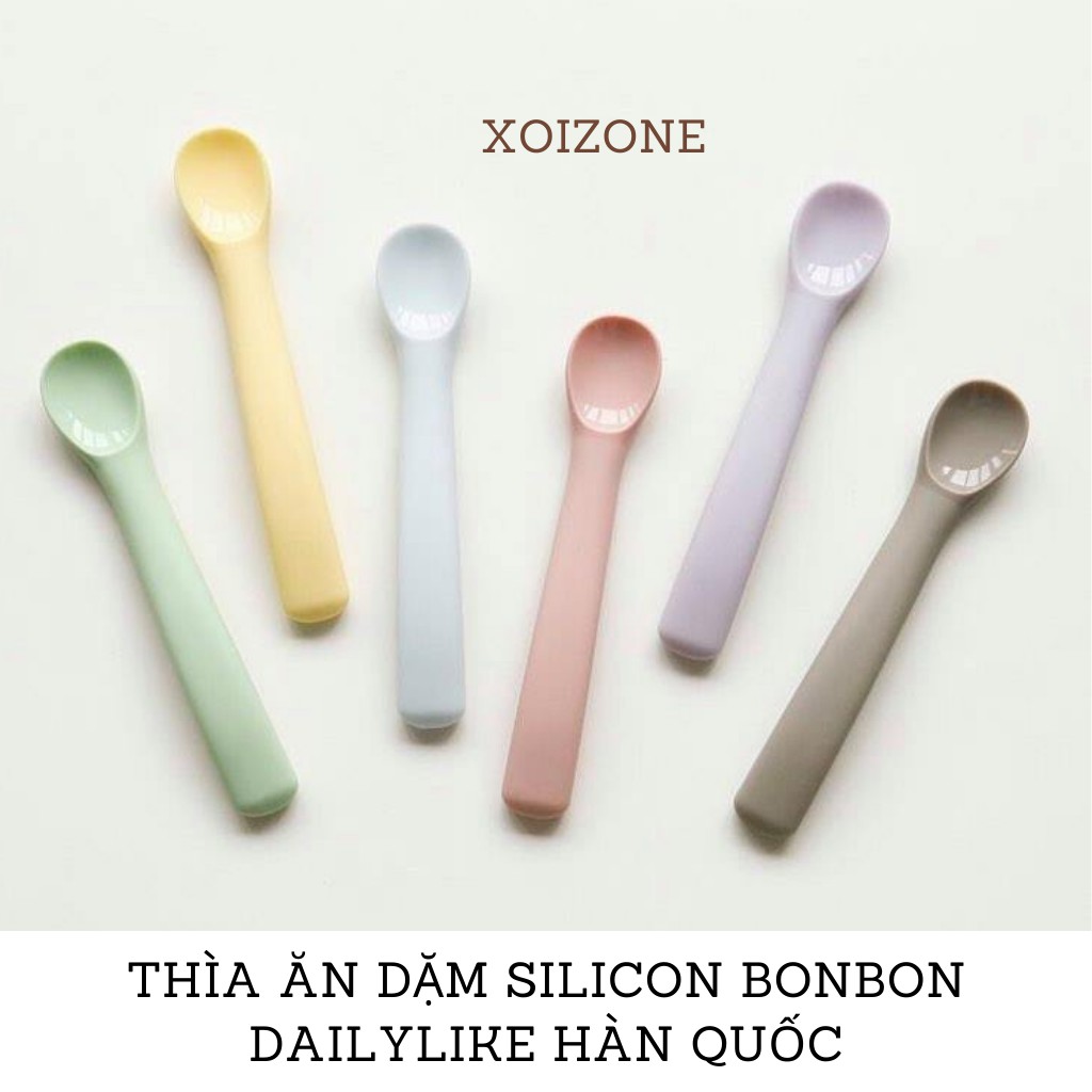 Thìa silicon Bonbon Dailylike Hàn Quốc màu maccaron (có hộp nhựa đựng)