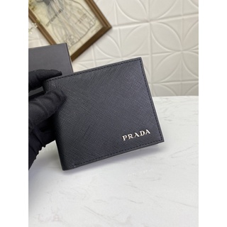 Prada Ví vải leather gập đôi đơn giản phong cách cổ điển