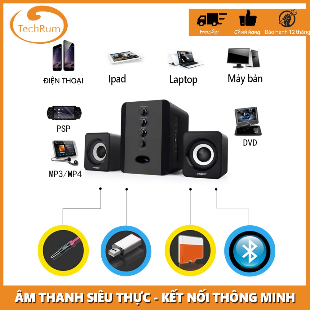 Loa nghe nhạc SADA D-202 Loa vi tính cho Điện thoại, Máy tính bàn, Laptop, máy PC, Bass Treble cực chuẩn