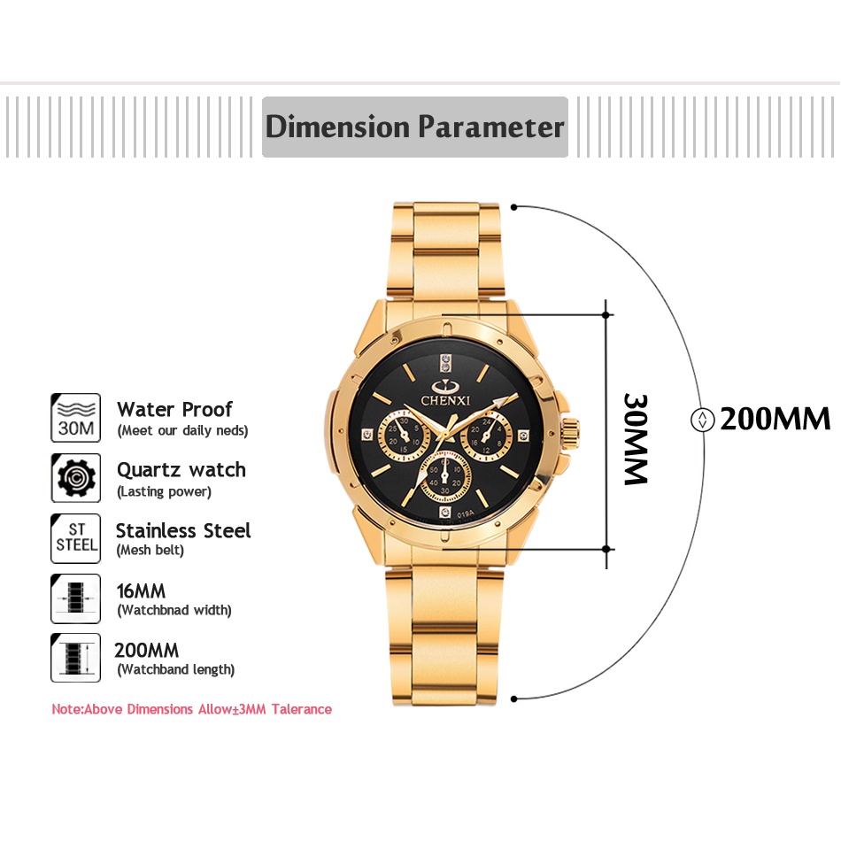 Đồng Hồ Thạch Anh Chexxi Màu Vàng Sang Trọng Cho Nữ