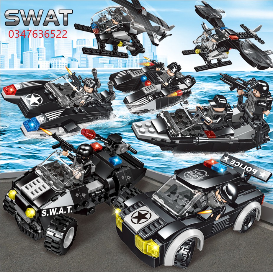 [800 CHI TIẾT] ĐỒ CHƠI XẾP HÌNH LEGO TRỰC THĂNG, LEGO OTO SWAT, LEGO Cảnh Sát, LEGO ROBOT, Lego Máy Bay