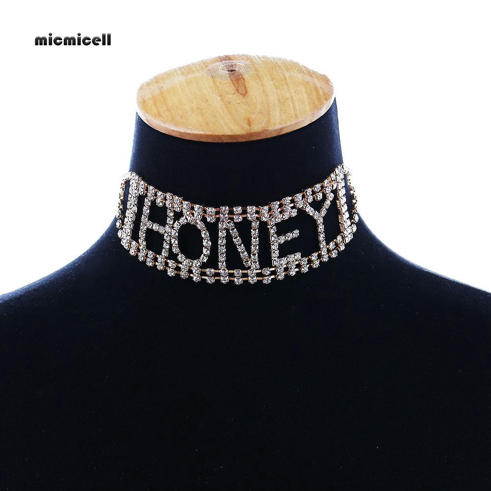 Vòng cổ Mặt Chữ Honey Đính Đá Thời Trang Cho Nữ