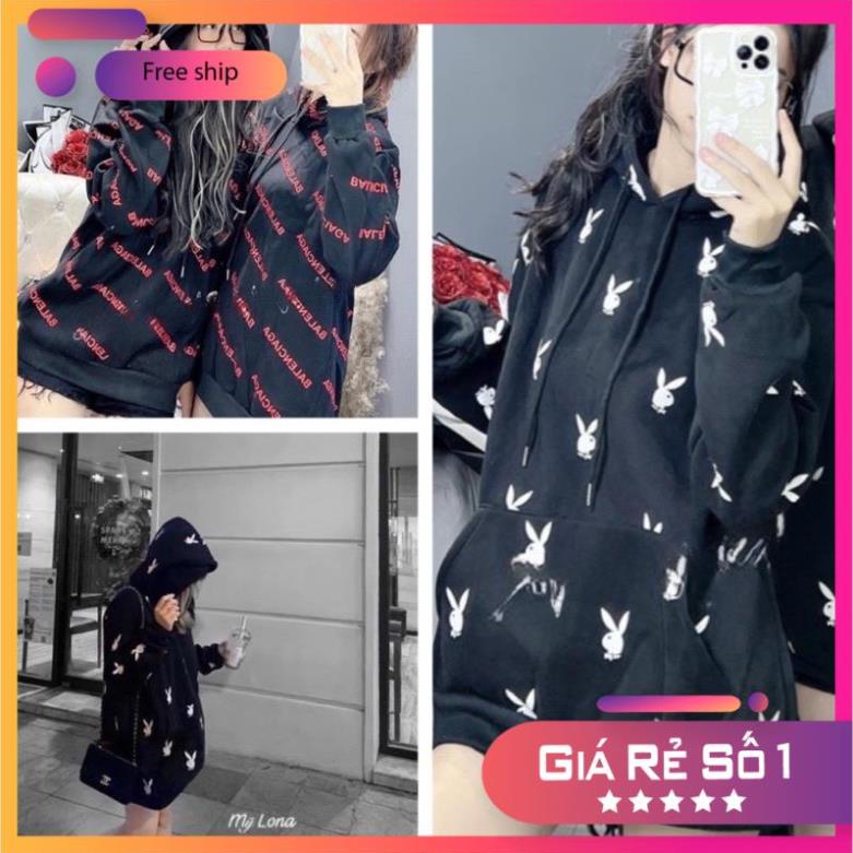 [Xả kho] Áo Hoodie Nỉ Bông Tai Thỏ Ba.len Basic Nam Nữ Form Rộng Thu Đông Kiểu Dáng Hàn Quốc(Hàng Sẵn)
