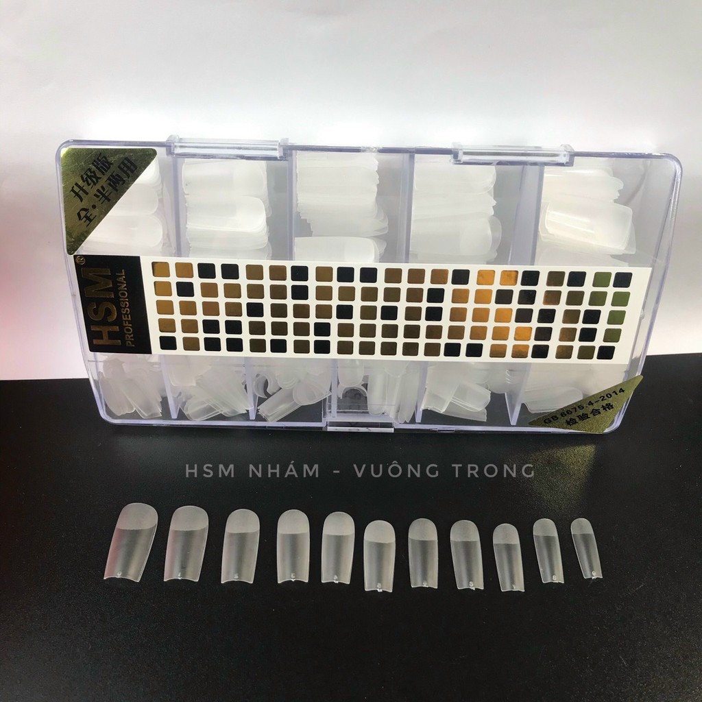 Móng úp HSM lẻ size - VUÔNG NHÁM trong