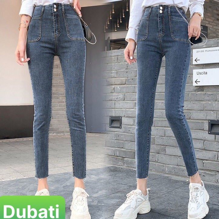 QUẦN JEAN NỮ ÔM DÁNG LUNG CAO, CHẤT JEAN CO GIÃN CHUẨN XỊN - DB 81
