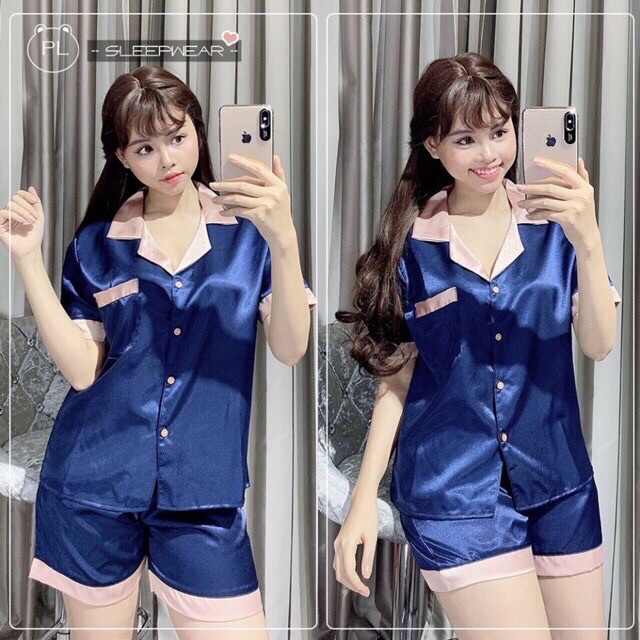 Bộ pijama lụa phi phối cổ | BigBuy360 - bigbuy360.vn