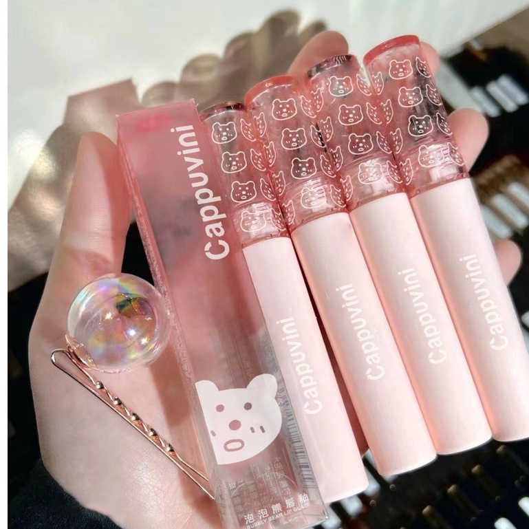 Cappuvini Son bóng Dưỡng ẩm lâu trôi Son môi màu hồng đỏ