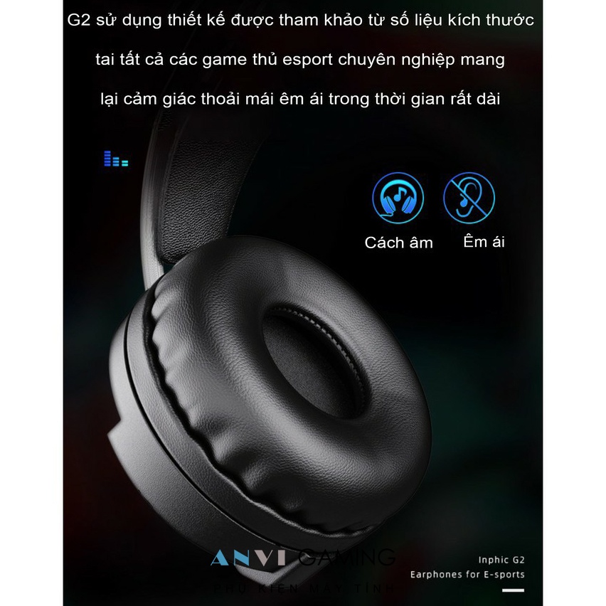 Tai Nghe Headphone Gaming INPHIC G2 Led RGB - Âm Siêu Trầm Sống Động Nhẹ Dẻo Cho Game Thủ Chuyên Nghiệp