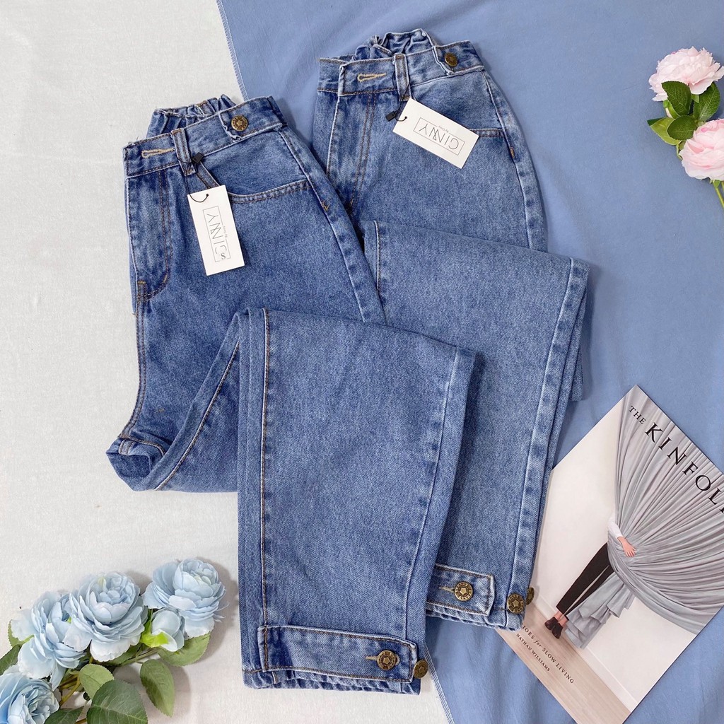 Quần Baggy Nữ Jean Hack Dáng KHA-001 | Quần Baggy Jean Cạp Cao | Vải Jean Wash Xịn | Hàng Đẹp | Ginny