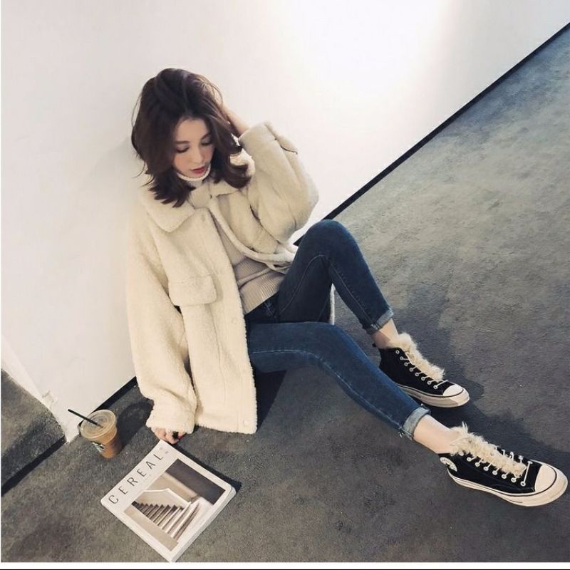 Áo khoác lông cừu hàn tuyển new 90% form 40_60kg