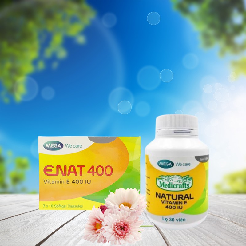 ENAT 400 - Mega We Care - Viên uống Vitamin E 400UI giúp da căng mịn, chống oxy hoá [Hộp 30 viên]