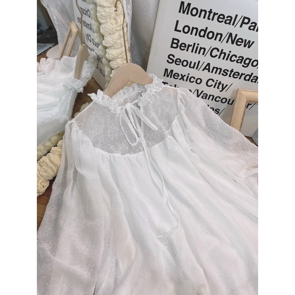 ĐẦM BBD TAY BO REN CỔ BÈO TRỤ