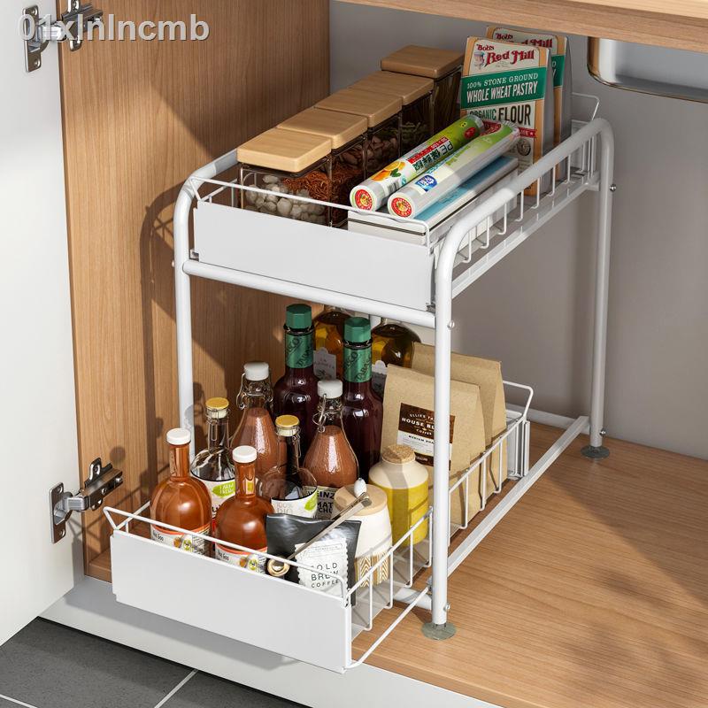 01xlnlncmbGiá bồn rửa nhà bếp kính thiên văn ngăn kéo đẩy tủ mặt bàn nhiều lớp giá đựng gia vị phòng tắm