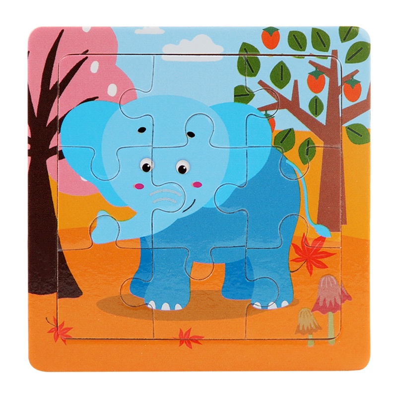 Đồ chơi xếp hình tranh gỗ 9 miếng hình động vật ngộ nghĩnh MALABEO KIDS, tranh ghép gỗ thông minh cho bé
