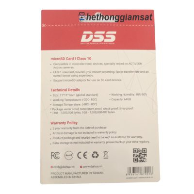 Thẻ Nhớ MicroSD DSS Class 10 64GB, 32GB Tốc độ Đọc 80MB/S - Chính Hãng Dahua Phân Phối - Bảo Hành 2 Năm | BigBuy360 - bigbuy360.vn