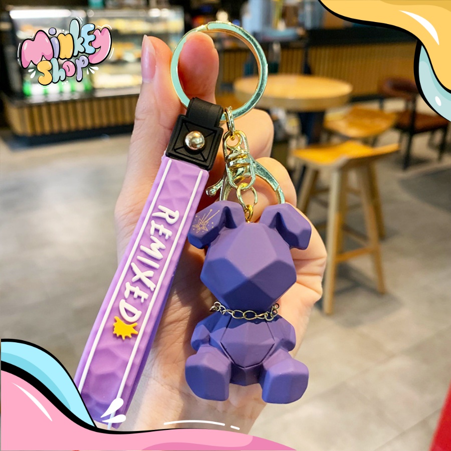 Móc khóa Gấu REMIXED Dễ Thương Phụ Kiên Ô Tô, Túi Xách, Ba Lô Cute 02MKG -Minkey