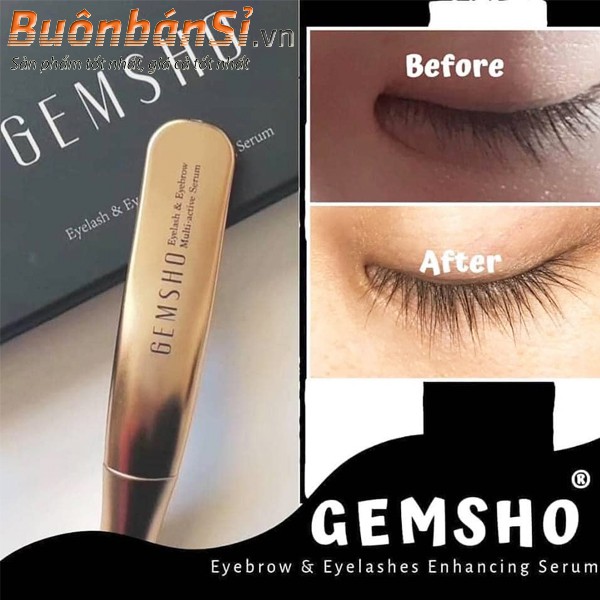 Serum mọc mi Gemsho Eyelash & Eyebrow 3ml - Chính hãng USA