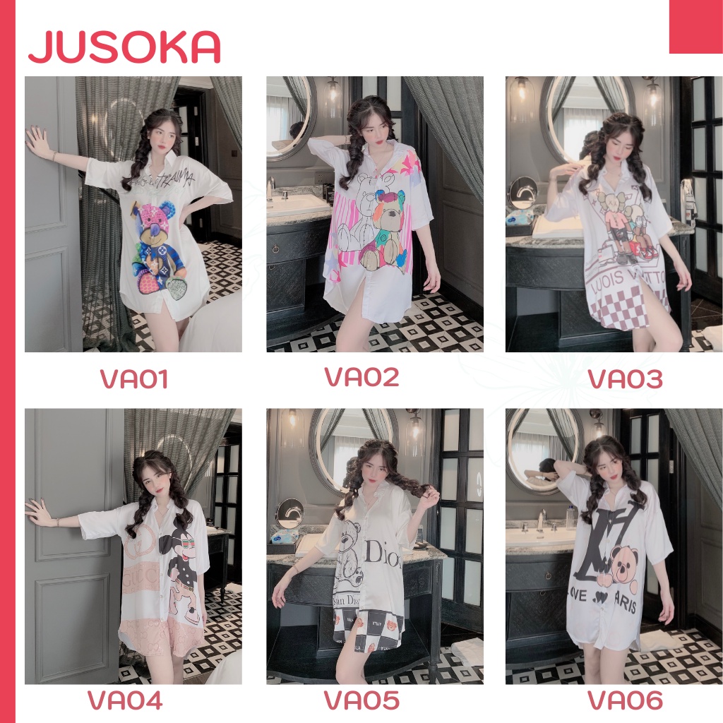 Váy nữ sơmi bigsize tiểu thư xinh đẹp lụa ngủ cao cấp JUSOKA