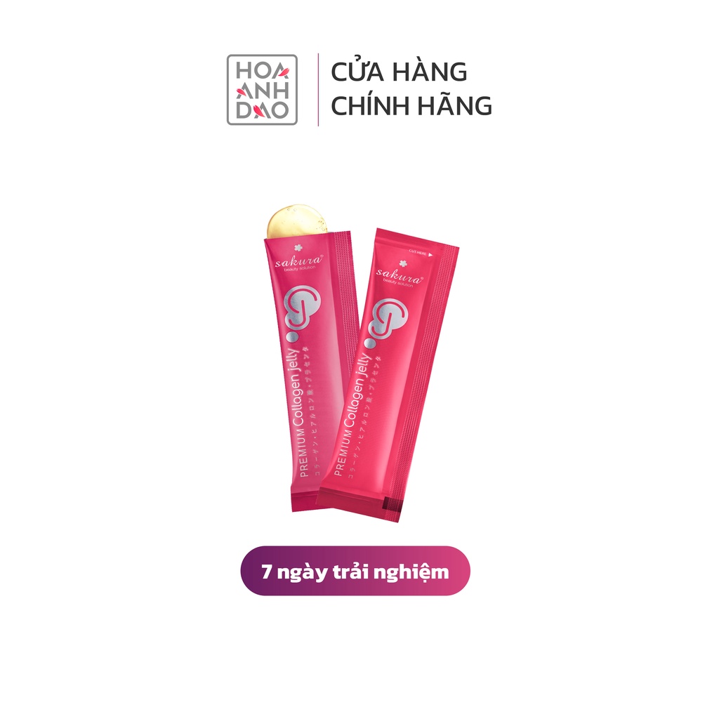 Sample 5 Thanh Thạch Collagen dưỡng nhan Sakura Premium Collagen Jelly vị đào Nhật Bản