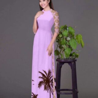 Vải áo dai in 3D lụa nhật cả bộ