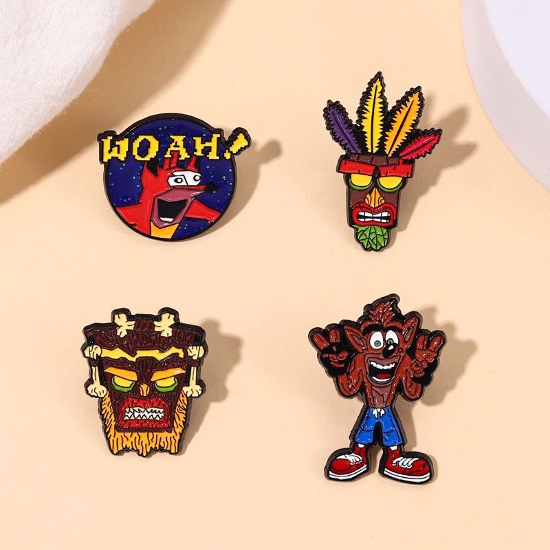 Huy Hiệu Cài Áo Hình Mặt Nạ Woah Aku Hoạt Hình Anime Crash Bandicoot Tráng Men Làm Quà Tặng Cho Bạn Bè