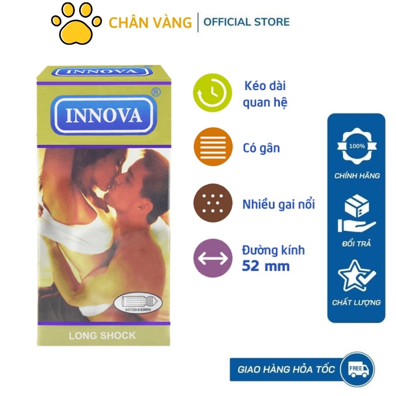 Bao Cao Su Chống Xuất Tinh Sớm INNOVA Vàng Hộp 12 Bao Kéo Dài Cuộc Yêu