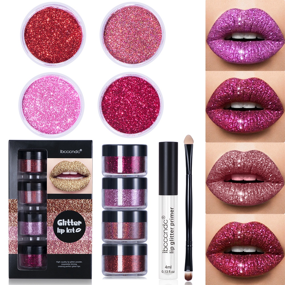 Glitter Lip Gloss Set Lip Glaze Glitter Pink Red Cool Color