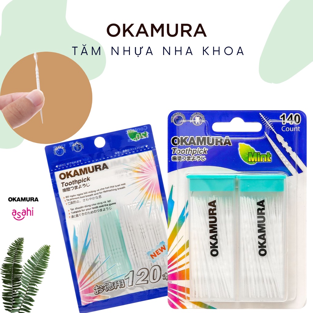 Tăm nhựa nha khoa xỉa răng cao cấp Okamura 120 que, 140 que