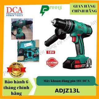 Máy khoan bê tông dca dùng pin 18v adjz13l kèm theo 2 pin 2.0ah và 1 sạc , đầu khoan tối đa 13mm đk mũi vít tối đa 10mm