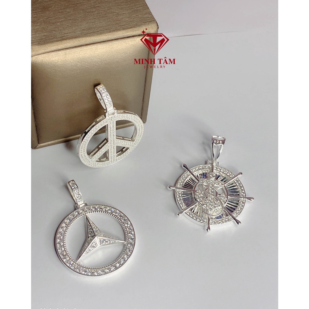 Mặt dây chuyền bạc nam Mec bạc ta,Bộ dây chuyền mặt Mecedes chất liệu bạc ta cho nam-Minh Tâm Jewelry