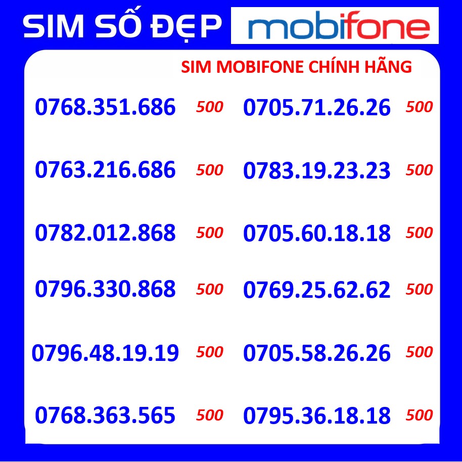 Sim Mobifone Số Đẹp 10 Số Trả Trước