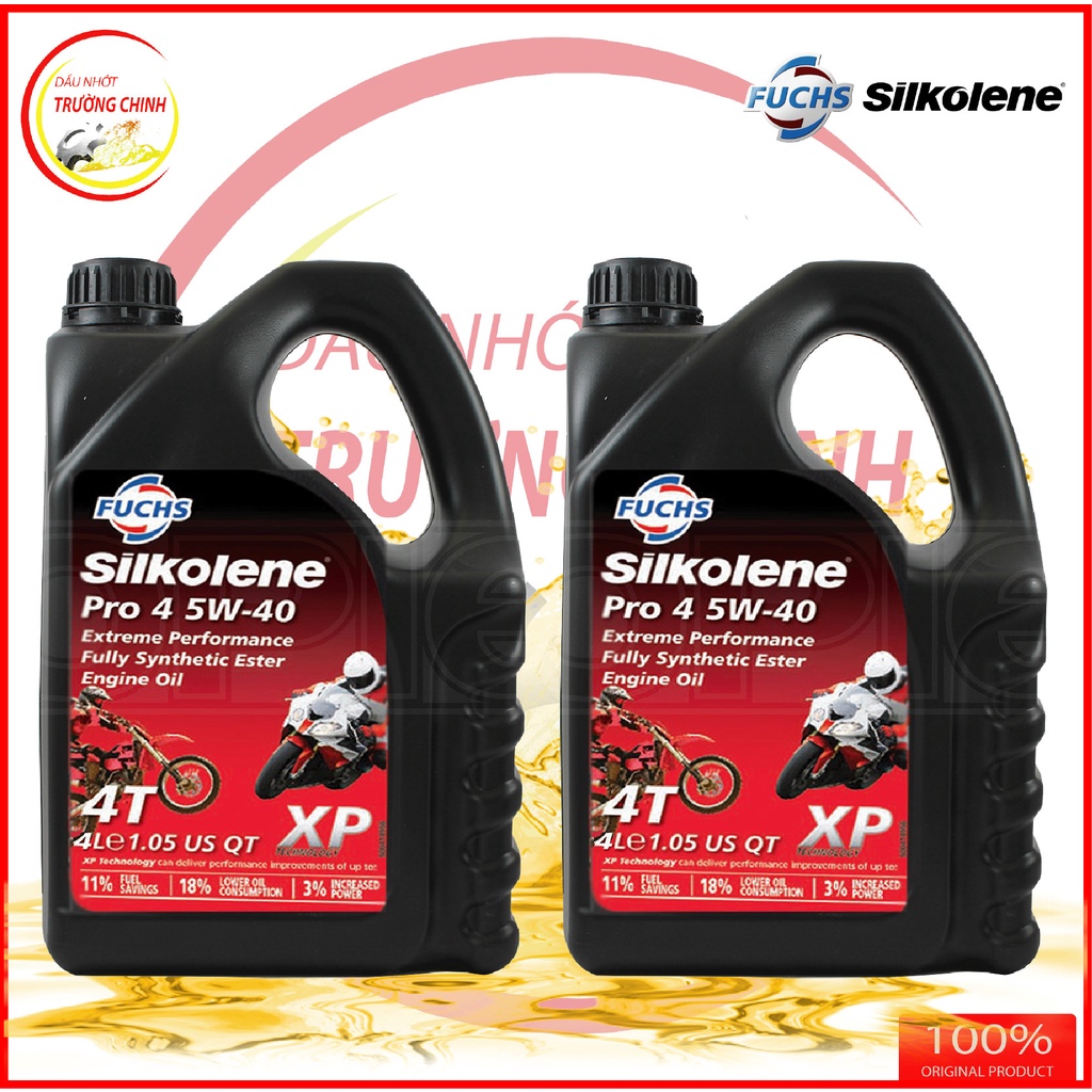 Nhớt Fuchs Silkolene Pro 4 5W40 10W40 thùng 4L tem 2 lớp