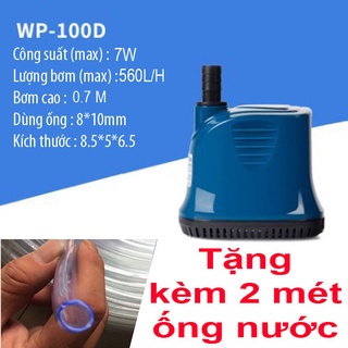Máy bơm chìm 7W hút đáy dùng nguồn 220V, bơm hút đáy 360 độ SOBO WP-100D + Tặng kèm 2 mét ống nước
