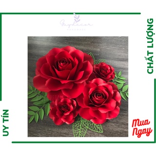 Set Hoa Giả - Hoa Giấy Mỹ Thuật Tông Đỏ Trang Trí Backdrop, Spa, Shop Xinh Xắn