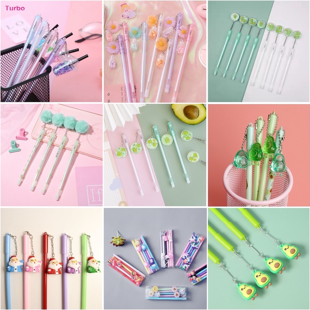 Set 12 cây bút Gel Tẩy Xóa được nắp có móc khóa tòn ten dễ thương