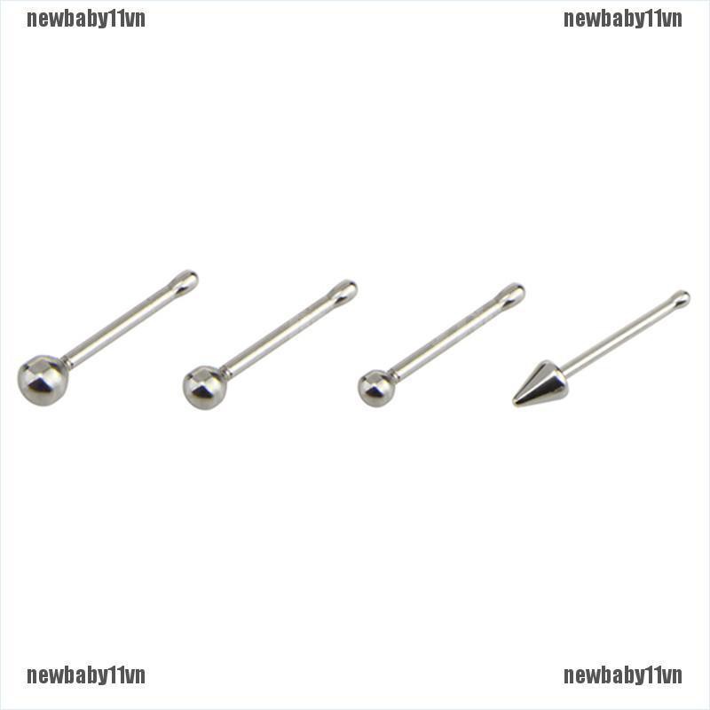 Set 14 Khuyên Mũi Thép Không Gỉ Đính Đá Cá Tính