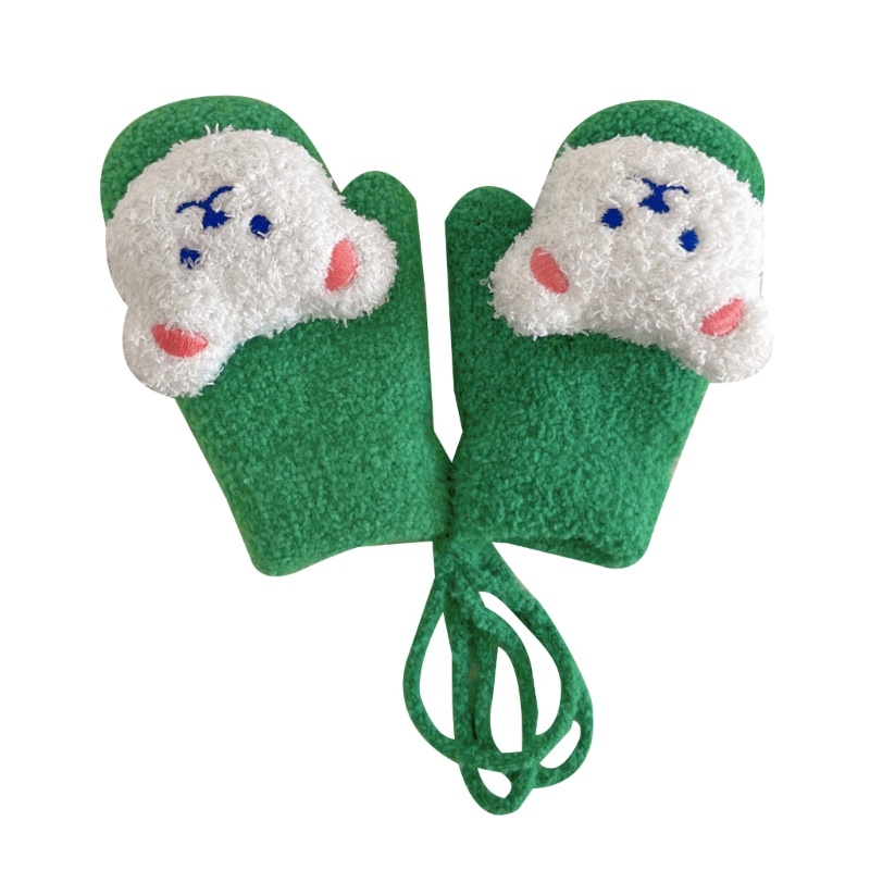 Găng Tay Dệt Kim Dày Dặn Chống Gió Họa Tiết Hoạt Hình Chú Gấu Dễ Thương Cho Bé Trai Và Gái