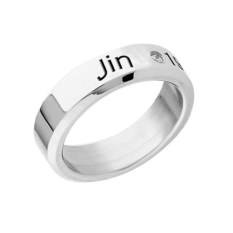 Nhẫn đeo tay bằng thép không gỉ họa tiết tên thành viên BTS SUGA JIMIN JUNG KOOK V JIN J HOPE
