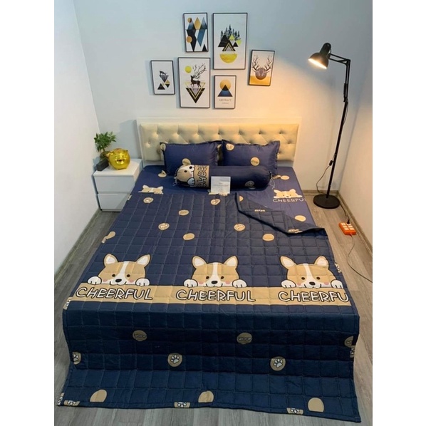 Set hè 5 món chăn ga gối đệm❤️❤️❤️ chất lượng poly cao cấp( có bán lẻ chăn )