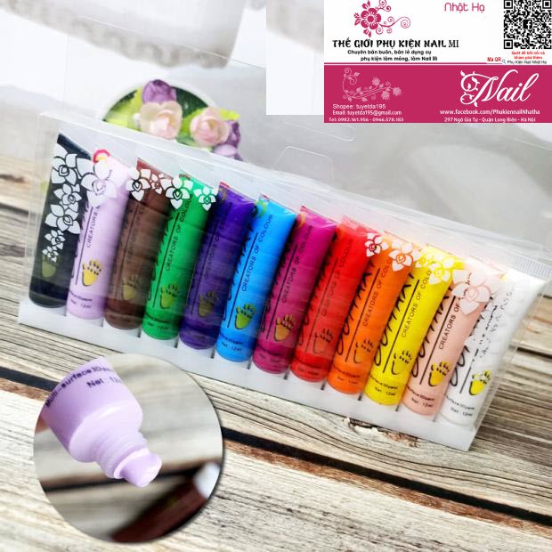 Bộ Bột Vẽ Móng Oumaxi 12 màu (12ml/tuýp)