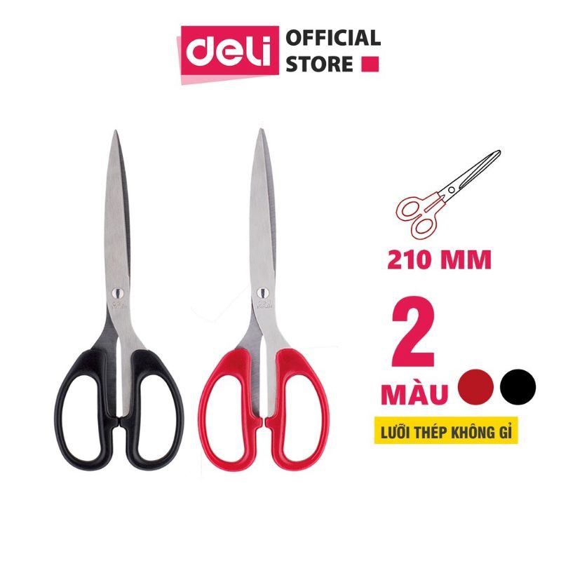 Kéo 210mm Deli - Đen/Đỏ - 1 chiếc - E6010