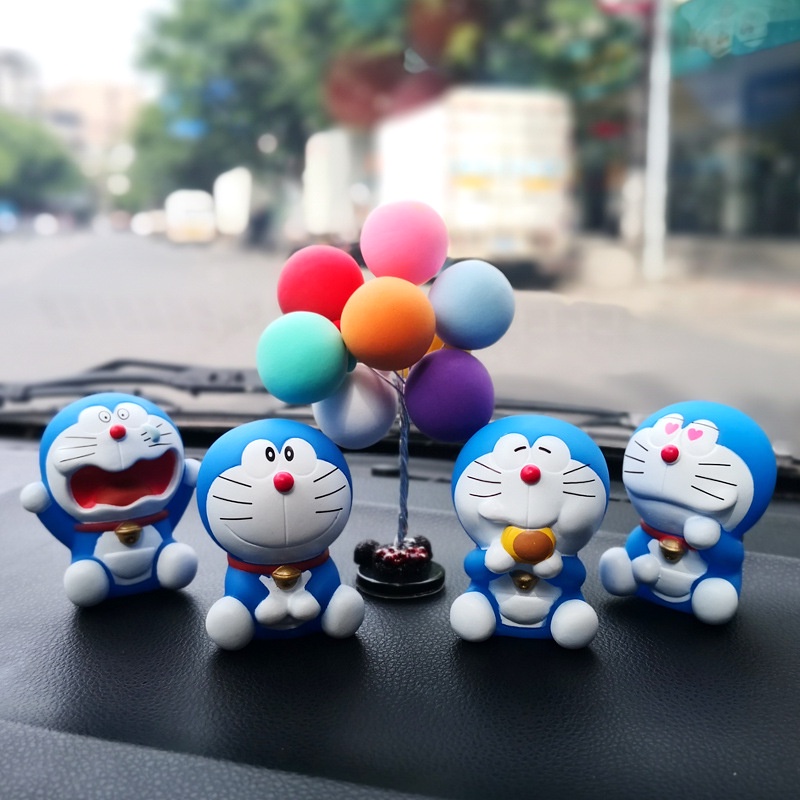 Set 4 mô hình Doraemon dễ thương trang trí nhà cửa, bàn làm việc, bàn học, tủ sách, taplo ô tô, quà tặng