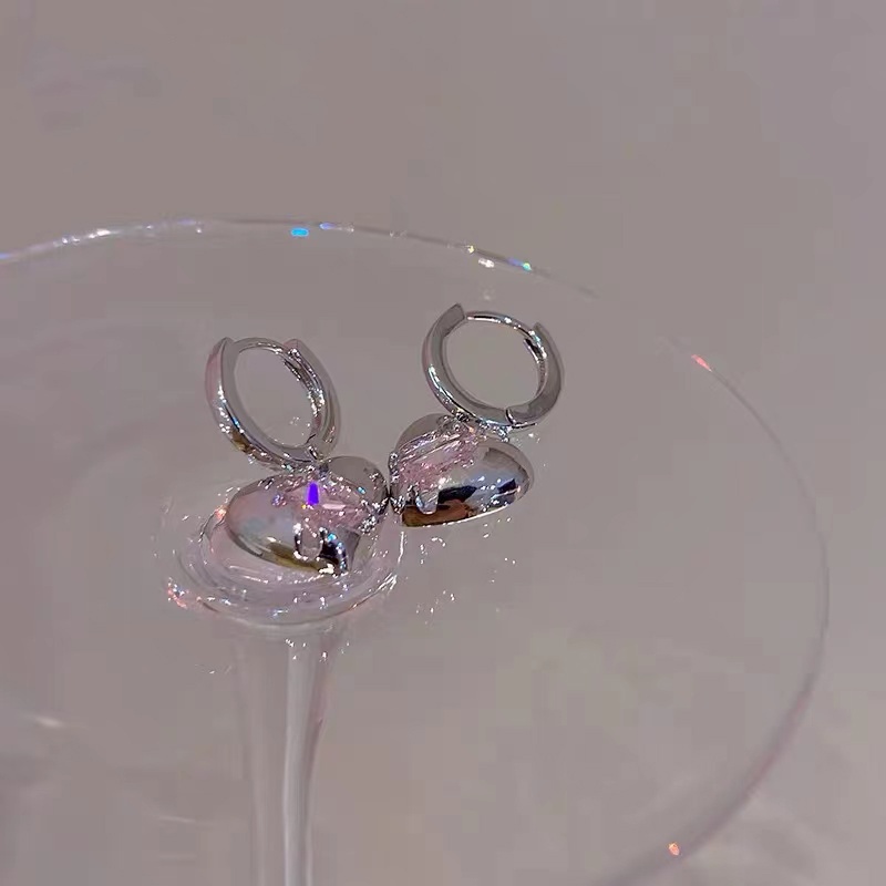 Khuyên Tai Hình Trái Tim Đính Đá zircon Hồng Thời Trang Sang Trọng Cao Cấp Mùa Hè Cho Nữ