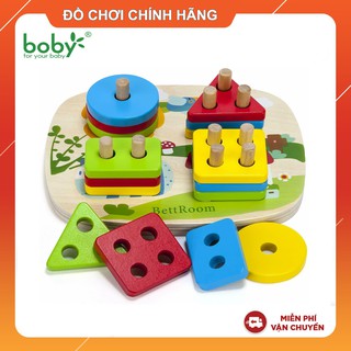 Đồ chơi gỗ chính hãng – Bộ thả hình 4 trụ Boby/Bettroom