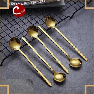 Thìa cà phê sang chảnh inox mạ vàng, Muỗng cà phê phong cách Hàn Quốc mới lạ dễ thương